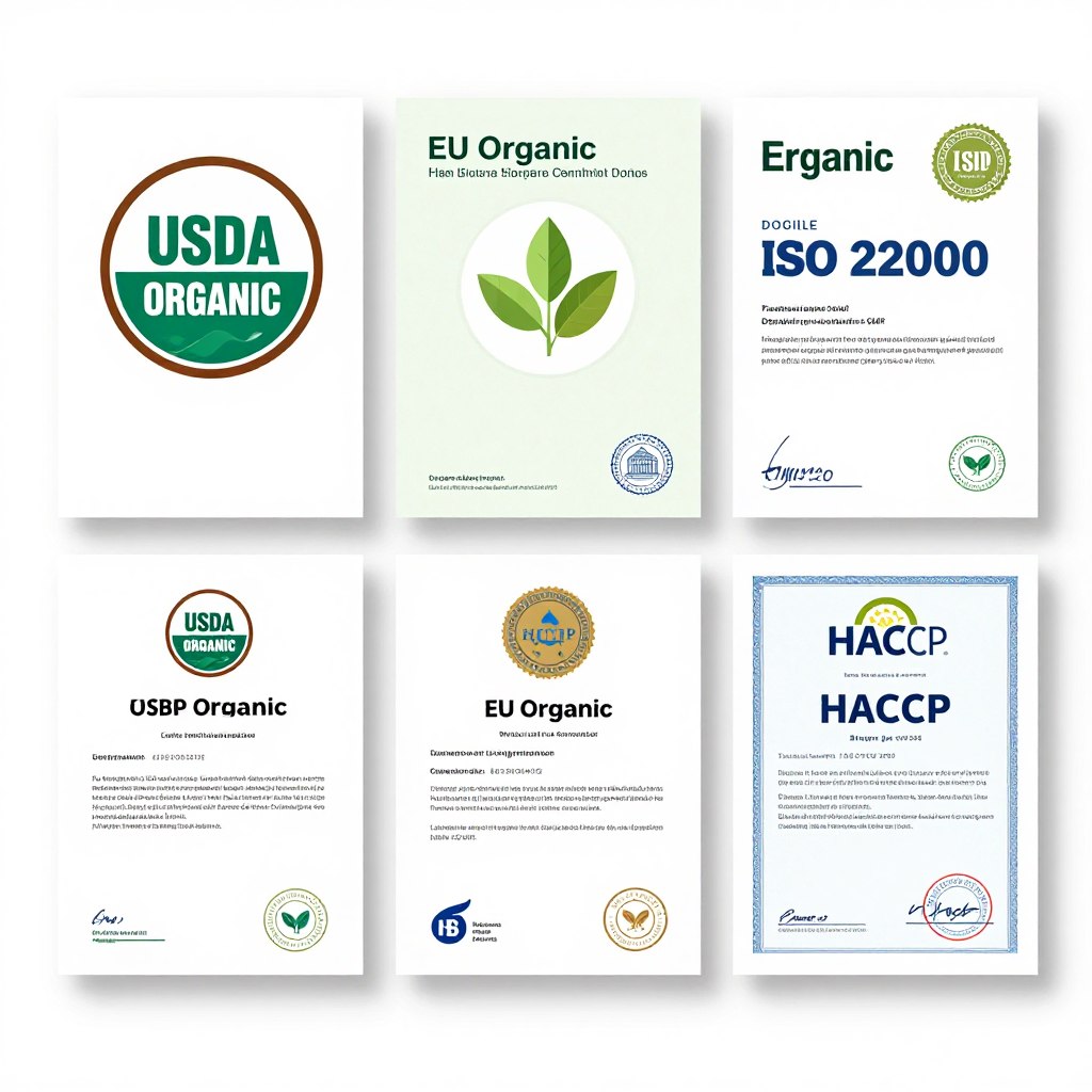 ใบรับรองมาตรฐานต่างๆ ของเว็บไซต์อาหารคุณภาพธรรมชาติ